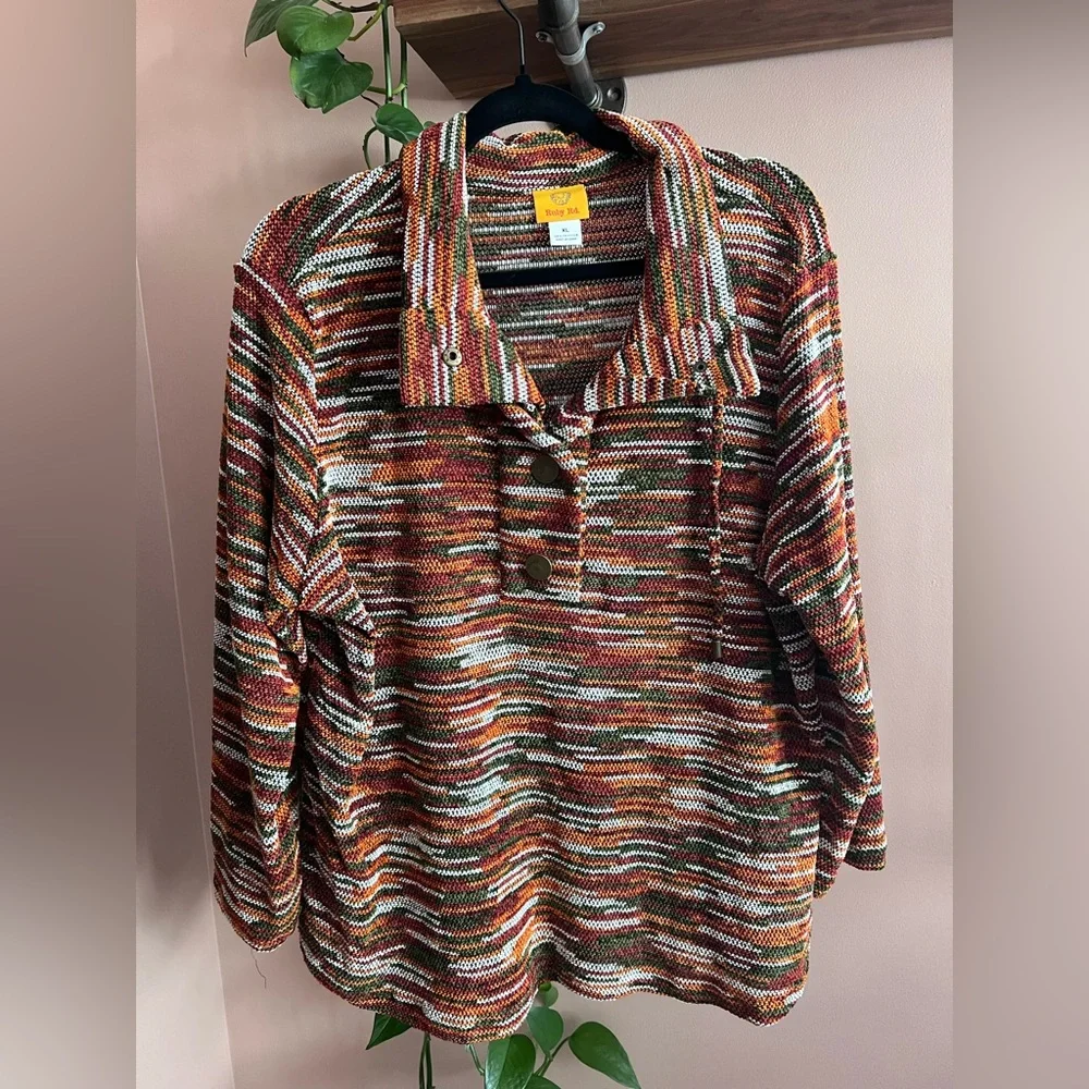 Ruby Rd. Multicolor Striped Knit Pullover Sweater - Picture 1 of 4
